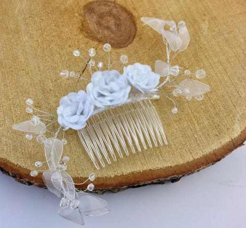 Wedding comb with flowers and crystals 12006200