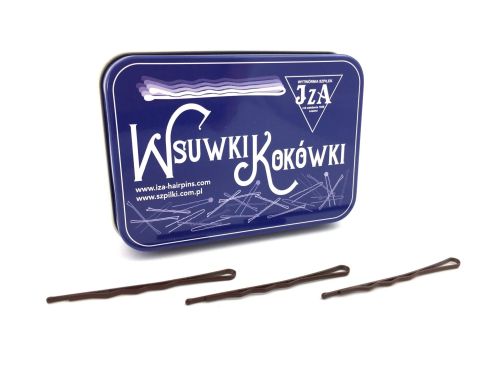 Waved hairgrips one ball pointed 60mm - brown / 180pcs.