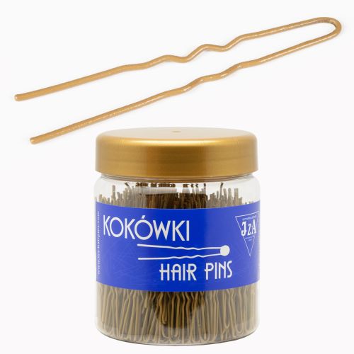 Karbowane szpilki fryzjerskie 65 mm - złote matowe