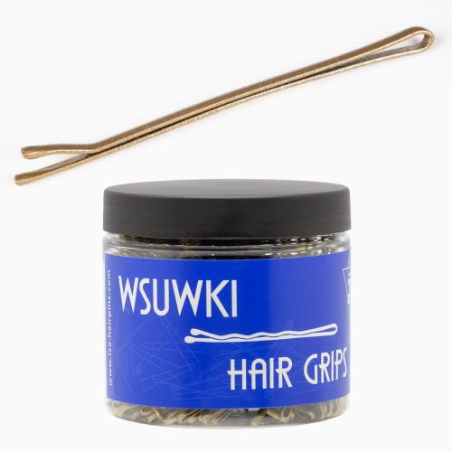 Prosta wsuwka do włosów z dwiema kulkami 50 mm - złota