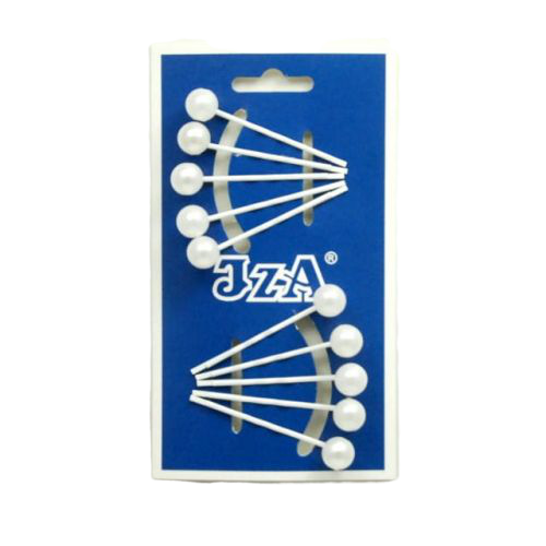 Waved white hairgrip with pearl 60mm / 10 pcs.