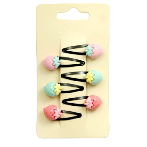 KIDS HAIR SLIDES STRAWBERRIES - 6 PCS.