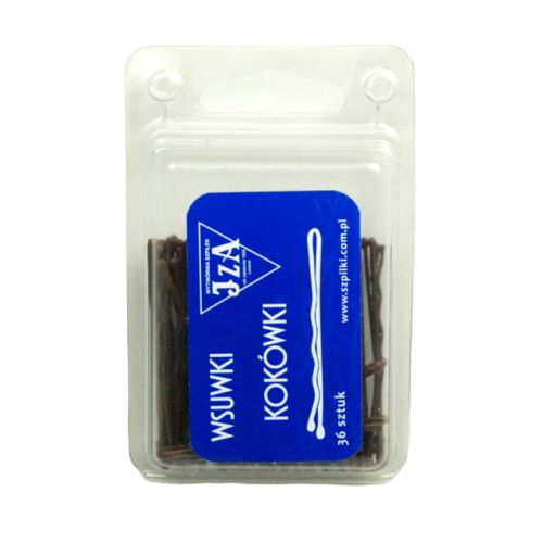 wsuwki karbowane  do włosów z dwiema kulkami - brązowe matowe - 50 mm - 36 szt.
