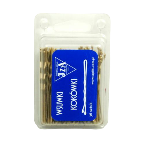 Wsuwki do włosów karbowane z dwiema kulkami - złote - 60 mm - 36szt.