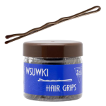 Waved hairgrips two balls pointed 50 mm - brown / 500 g