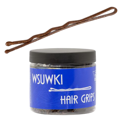 wsuwki do włosów z dwiema kulkami - brązowe matowe