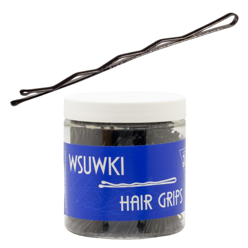 Waved hairgrips two balls pointed 70 mm - black / 500 g