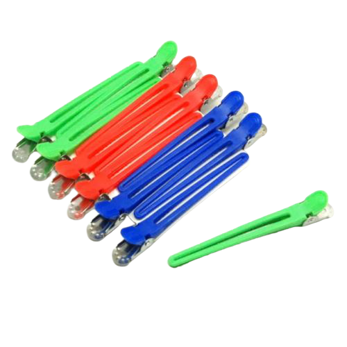 Klipsy fryzjerskie z tworzywa sztucznego + metal - mix kolor - 100 mm