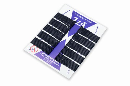 Karbowane wsuwki do włosów z dwiema kulkami - czarne matowe - 60 mm - 100 szt.