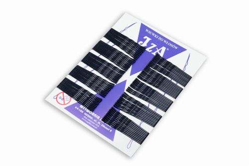 Karbowane wsuwki do włosów z dwiema kulkami - czarne - 60 mm - 100 szt.
