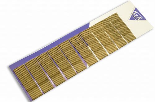 Waved hairgrips two balls pointed 70mm - gold matt / 100pcs.
