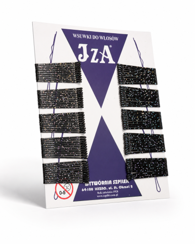 Wsuwki IZA PROSTA CZARNA BROKATOWA 5 CM 2 KULKI 100 SZTUK (1)
