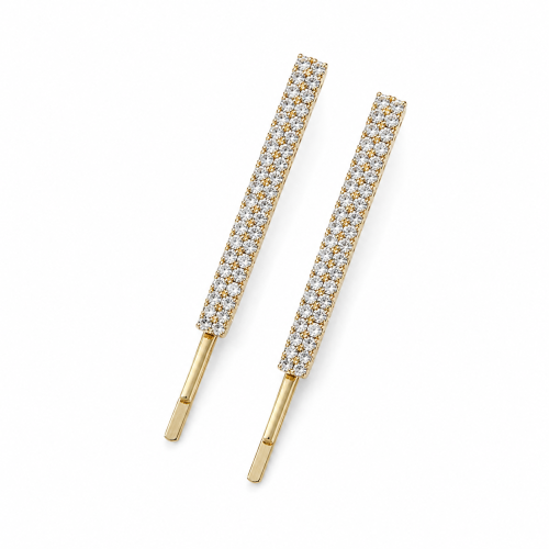Waved gold hairgrip with crystals 60mm / 2 pcs.