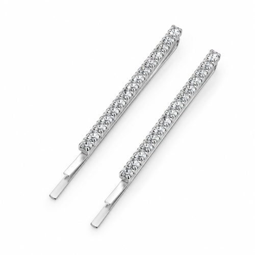 Waved silver hairgrip with crystals 60mm / 2 pcs.