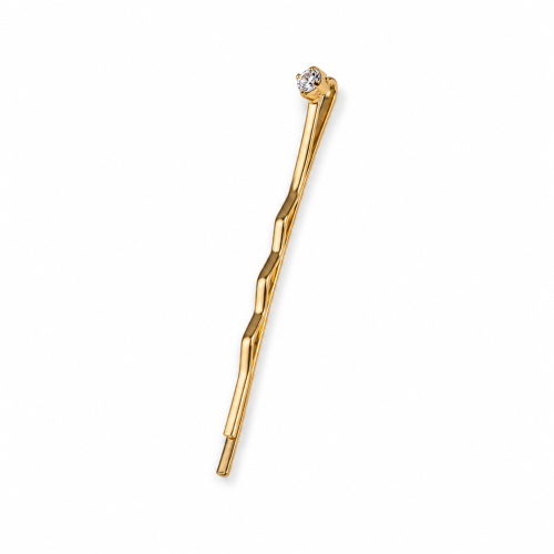 Waved gold hairgrip with crystal 50mm / 4 pcs.