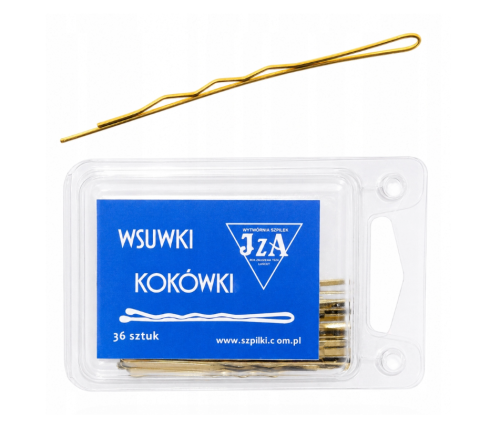 Wsuwki do włosów IZA złote karbowane 6 cm 36 sztuk