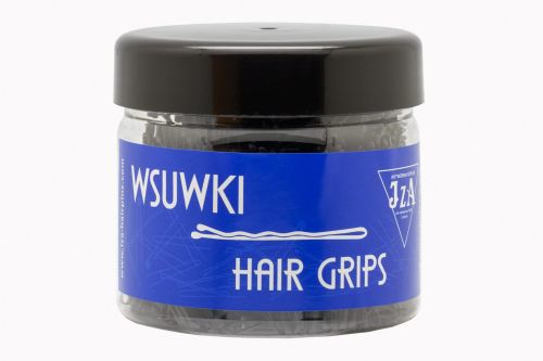 Waved hairgrips two balls pointed 70mm - black matt / 500g