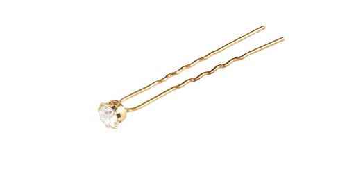 Waved gold hairpin with jet 45mm - 20pcs.