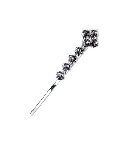 Waved silver hairgrip with crystals 60mm / 2 pcs.