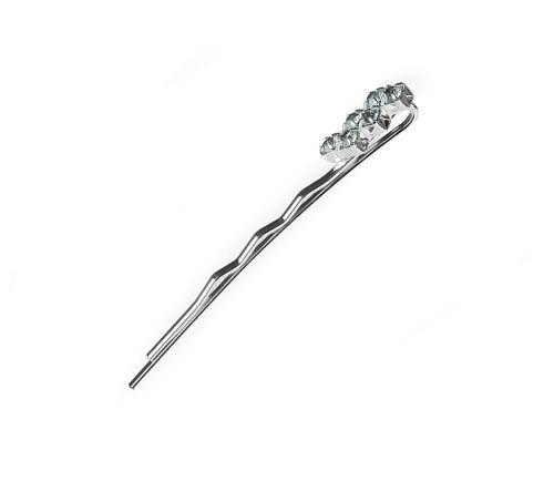 Waved silver hairgrip with crystals 50mm / 2 pcs.