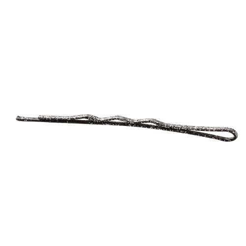 Waved hairgrip 60mm - silver glitter / 80 pcs.