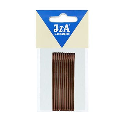 Prosta wsuwka do włosów z kwoma kulkami 70 mm - brązowa / 12 szt.