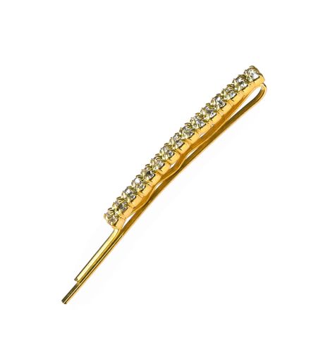 Waved gold hairgrip with crystals 60mm / 2 pcs.