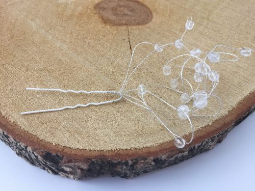 Wedding white hairpin with crystals 12032050