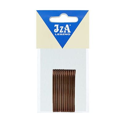 Prosta wsuwka do włosów z kwoma kulkami 50 mm - brązowa / 12 szt.