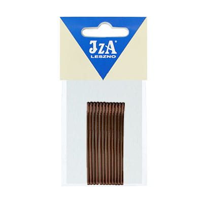 Prosta wsuwka do włosów z kwoma kulkami 60 mm - brązowa / 12 szt.
